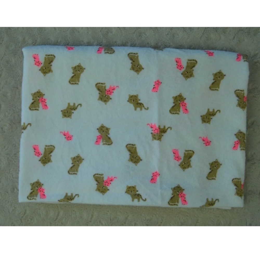 Child Of Mine Carter's Kitty Cat Baby Blanket Flannel Receiving Pink White Tan